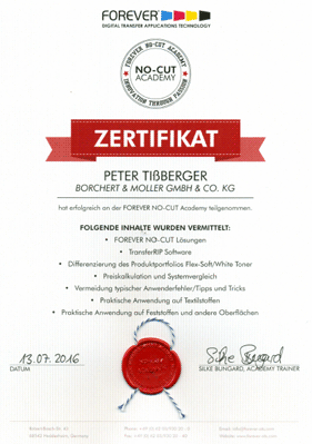 Zertifikat Peter Ti�berger